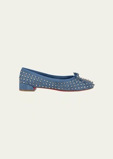 Christian Louboutin Sweetie Jane Spikes Denim Red Sole Flats