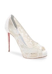 Christian Louboutin Very Lace Peep Toe Platform Pump in Version Off White at Nordstrom