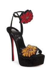 Christian Louboutin x Shun Sudo Button Flower Strass Loubi Queen Alta Platform Sandal