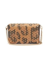 Christian Louboutin Zoomi leopard-print leather and spike clutch