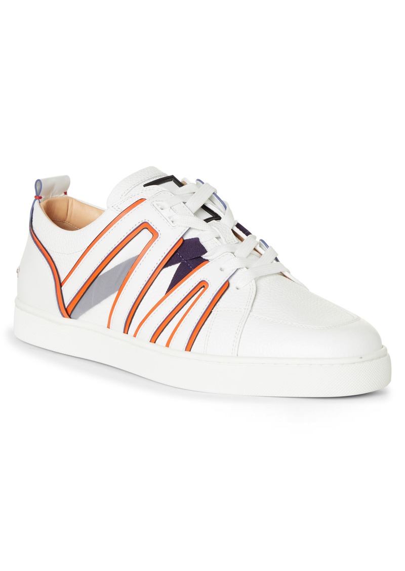 Christian Louboutin - Louis Junior Spike Faux-raffia Trainers - Mens - White Grey