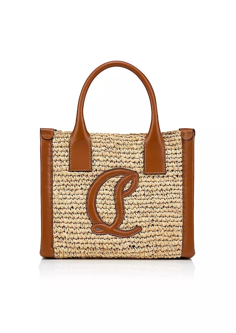 Christian Louboutin Mini By My Side Leather-Trimmed Raffia Tote Bag