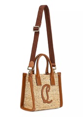 Christian Louboutin Mini By My Side Leather-Trimmed Raffia Tote Bag