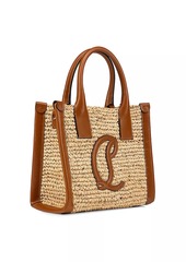 Christian Louboutin Mini By My Side Leather-Trimmed Raffia Tote Bag