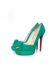 Christian Louboutin Mint suede Greissimo pumps.