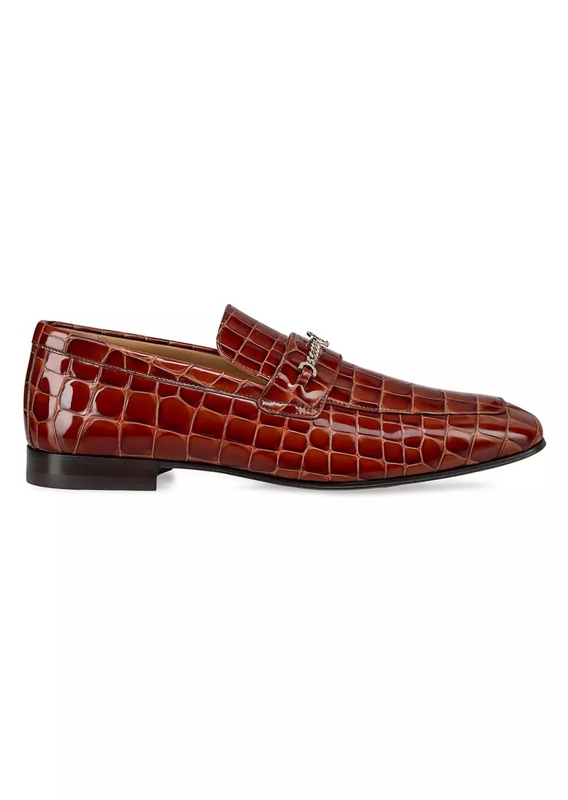 Christian Louboutin MJ Moc Man Crocodile-Embossed Leather Loafers