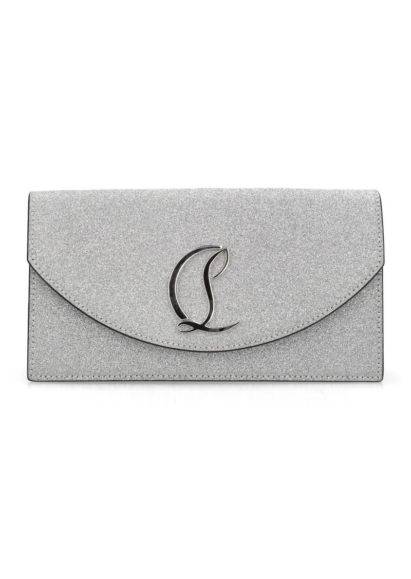 Christian Louboutin Small Logo Glittered Leather Clutch