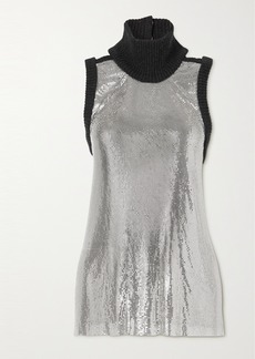 Christopher Kane Backless Chainmail And Ribbed-knit Top