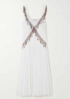 Christopher Kane Bead-embellished Pleated Georgette Midi Dress