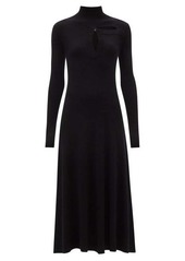 Christopher Kane - Cutout Long-sleeved Merino-blend Dress - Womens - Black
