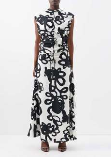 Christopher Kane - Ivy-print Crepe Maxi Dress - Womens - White Black
