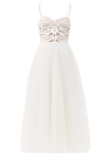 Christopher Kane - Lace-bodice Pleated Tulle Dress - Womens - White