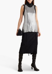 Christopher Kane - Open-back chainmail-paneled crepe de chine top - Metallic - IT 38