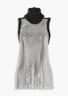 Christopher Kane - Open-back chainmail-paneled crepe de chine top - Metallic - IT 38