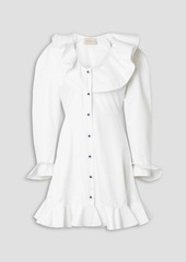 Christopher Kane - Ruffled cotton-poplin mini dress - White - IT 42