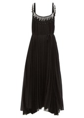 Christopher Kane Bead-fringed pleated-georgette maxi dress