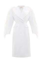 Christopher Kane Feather-trim double-breasted duchess-satin coat