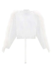 Christopher Kane Feather-trimmed cotton hooded sweatshirt
