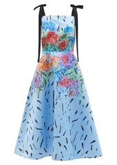 Christopher Kane Floral-print duchess-satin A-line dress