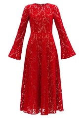 Christopher Kane Fluted-sleeve flocked-velvet lace dress