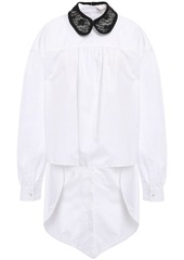 Christopher Kane Woman Asymmetric Lace-trimmed Cotton-poplin Shirt White