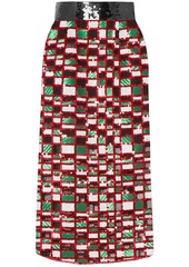 Christopher Kane Woman Checked Sequined Tulle Midi Skirt Red
