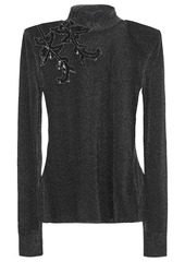 Christopher Kane Woman Embellished Metallic Knitted Top Charcoal