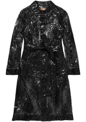 Christopher Kane Woman Lace And Pvc Trench Coat Black