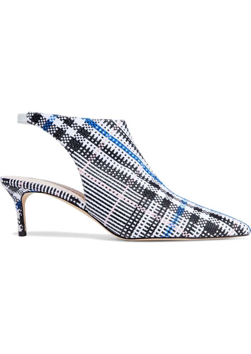 Christopher Kane Woman Leather-trimmed Checked Jacquard Slingback Pumps Multicolor