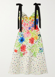 Christopher Kane Neon Grosgrain-trimmed Floral-print Recycled Duchesse-satin Midi Dress