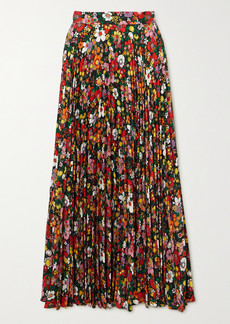 Christopher Kane Pleated Floral-print Crepe Midi Skirt
