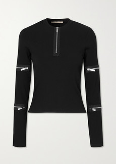 Christopher Kane Zip-detailed Ribbed-jersey Top