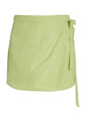 Ciao Lucia - Women's Fontana Tied Mini Skirt - Green/yellow - Moda Operandi
