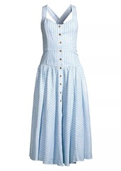Ciao Lucia Hoku Geometric Cotton-Linen Midi-Dress