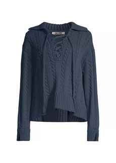 Ciao Lucia Karolin Cable-Knit Lace-Up Sweater