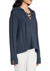 Ciao Lucia Karolin Cable-Knit Lace-Up Sweater