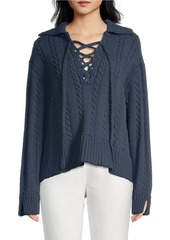 Ciao Lucia Karolin Cable-Knit Lace-Up Sweater