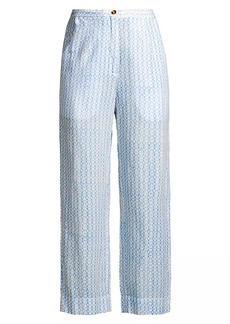 Ciao Lucia Pietro Geometric Cotton-Linen Pants