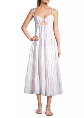 Cinq a Sept A La Plage Ryley Striped Cotton-Blend Midi Dress
