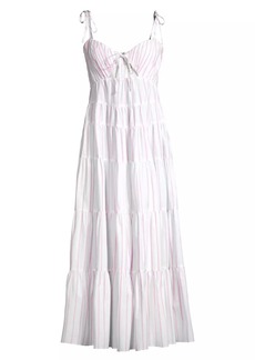 Cinq a Sept A La Plage Ryley Striped Cotton-Blend Midi Dress