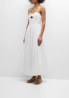 Cinq a Sept Agnes Bow-Strap Sweetheart Midi Dress