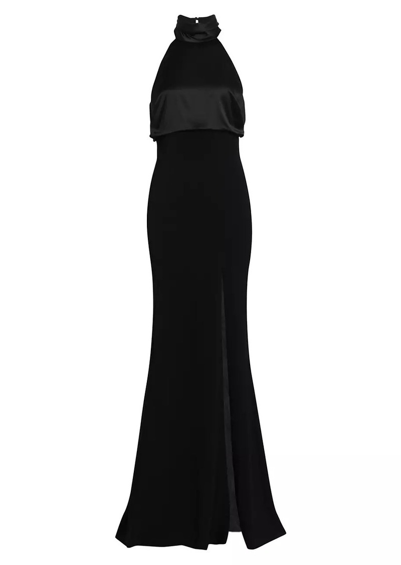 Cinq a Sept Alexandra Turtleneck Halter Gown