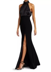 Cinq a Sept Alexandra Turtleneck Halter Gown