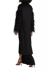 Cinq a Sept Ali Feather-Sleeve Coat