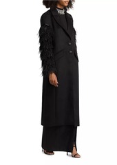 Cinq a Sept Ali Feather-Sleeve Coat