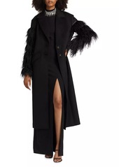 Cinq a Sept Ali Feather-Sleeve Coat