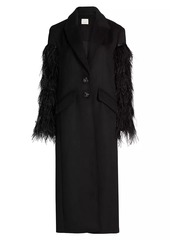 Cinq a Sept Ali Feather-Sleeve Coat