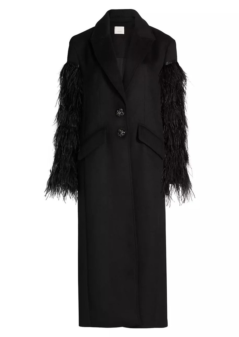 Cinq a Sept Ali Feather-Sleeve Coat