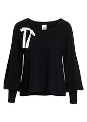 Cinq a Sept Amelia Balloon-Sleeve Ribbon Cashmere Sweater
