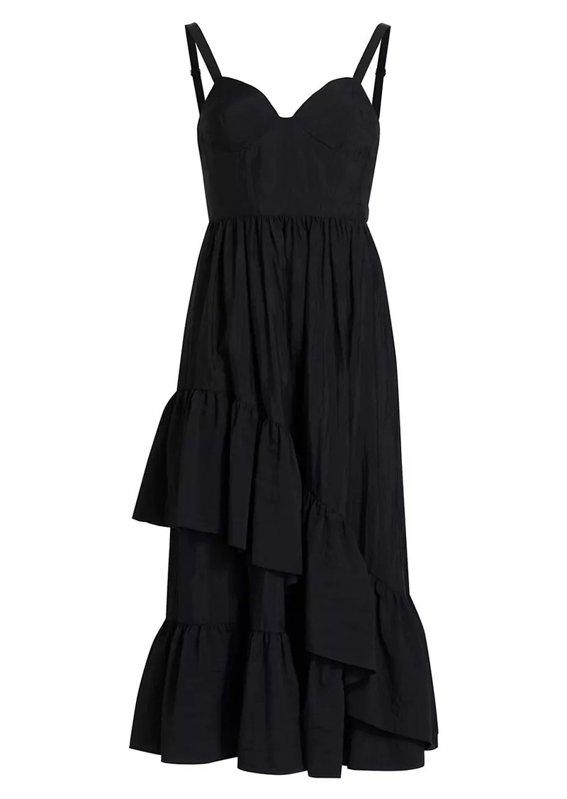 Cinq a Sept Amy Asymmetric Ruffle Midi-Dress